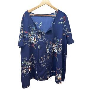 Bloomchic‎ Lightweight Womens Navy Floral Blouse Plus Size 28 Lightweight Flowy